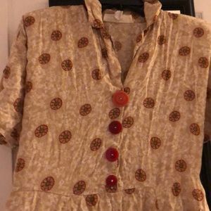 Vintage tan and red floral patterned dress